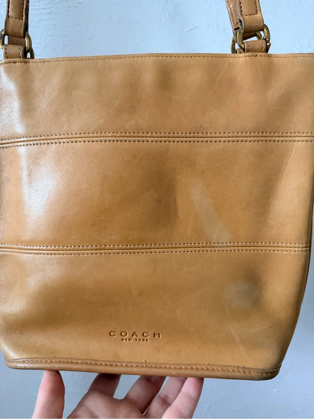 Vintage COACH Tribeca Tan Leather Shoulder Tote - Classic Women's Bag